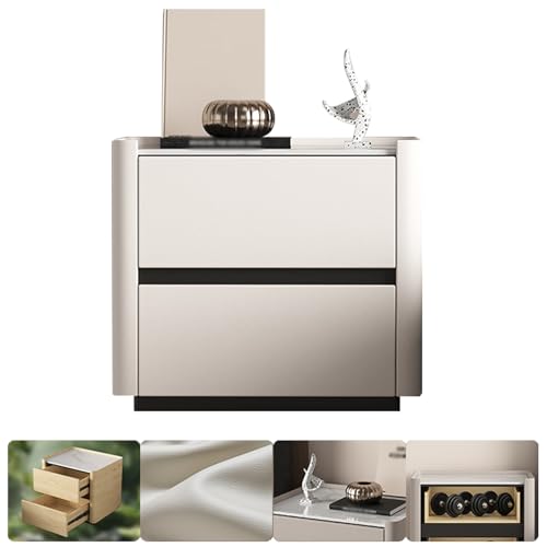 BVDHASDBT Regal Nachttisch aus Massivholz, Nachttisch, kleine Kommode, gebogenes Profil-Design für Schlafzimmer, Wohnzimmer, gebogenes Profil-Design (Weiß, 40 x 40 x 48 cm) von BVDHASDBT