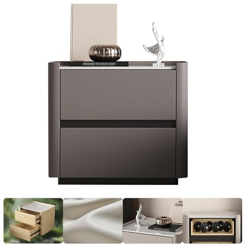 BVDHASDBT Regal Nachttisch aus Massivholz, Nachttisch, kleine Kommode, gebogenes Profil-Design für Schlafzimmer, Wohnzimmer, gebogenes Profil-Design (dunkelgrau, 40 x 40 x 48 cm) von BVDHASDBT