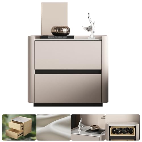 BVDHASDBT Regal Nachttisch aus Massivholz, Nachttisch, kleine Kommode, gebogenes Profil-Design für Schlafzimmer, Wohnzimmer, geschwungenes Profil-Design (Off-White, 50 x 40 x 48 cm) von BVDHASDBT