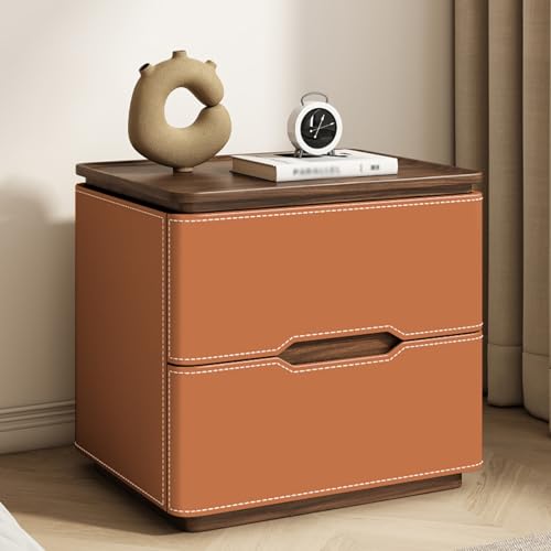 BVDHASDBT Simply Modern Nachttisch, Nachttisch, kleine Kommode, moderner Beistelltisch, gebogenes Profil-Design für Schlafzimmer, Wohnzimmer, Büro, mit tiefen Schubladen, Orange, 50 x 40 x 50 cm von BVDHASDBT
