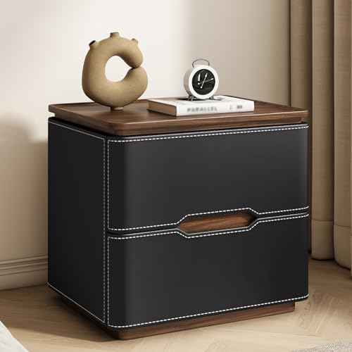 BVDHASDBT Simply Modern Nachttisch, Nachttisch, kleine Kommode, moderner Beistelltisch, gebogenes Profil-Design für Schlafzimmer, Wohnzimmer, Büro, mit tiefen Schubladen (Schwarz, 40 x 40 x 50 cm) von BVDHASDBT