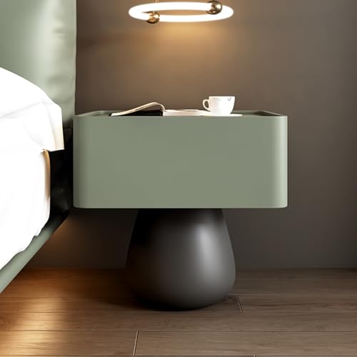 BVDHASDBT Simply Moderner Nachttisch, Nachttisch aus Holz, glatte und runde Metallfußstütze, Hochglanz-Beistelltisch, für Schlafzimmer, Schrank, Schlafsaal (Fruchtgrün, 45 x 40 x 49 cm) von BVDHASDBT