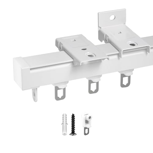 Decken-Wandhalterung, Vorhangschienensystem, Schiebegardinschiene, Raumteiler, für Wohnmobil, Erkerfenster, Raumteiler (Weiß, 500 cm) von BVDHASDBT
