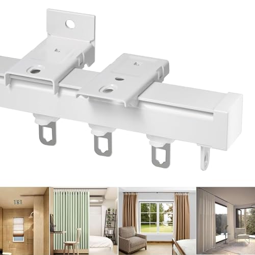 Deckenhalterung für Gardinenstange, für gebogene Duschvorhangstange, Vorhangstange mit stummen Rollen, für Wohnmobil, Erkerfenster (weiß, 280 cm) von BVDHASDBT