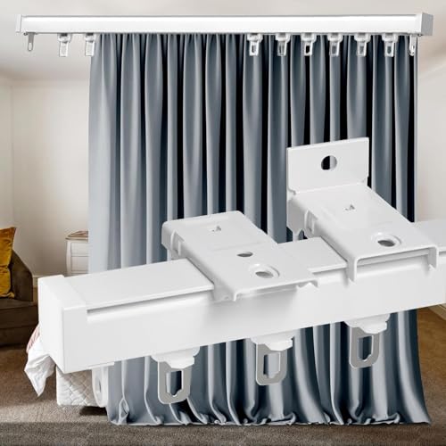 Deckenhalterung für Vorhangschiene, Schiebevorhangschiene, Raumteiler, einfache Installation, für Wohnmobil, Erkerfenster, Raumteiler (weiß, 70 cm) von BVDHASDBT