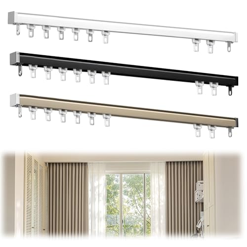 Deckenschiene aus Aluminiumlegierung, 250 cm, 330 cm, 500 cm, für Vorhänge, Raumteiler, Duschvorhang (schwarz, 360 cm) von BVDHASDBT
