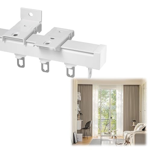 Deckenschiene aus Aluminiumlegierung, Raumteiler, für gebogene Duschvorhangstange, Wohnmobil, Erkerfenster, Raumteiler (weiß, 380 cm) von BVDHASDBT