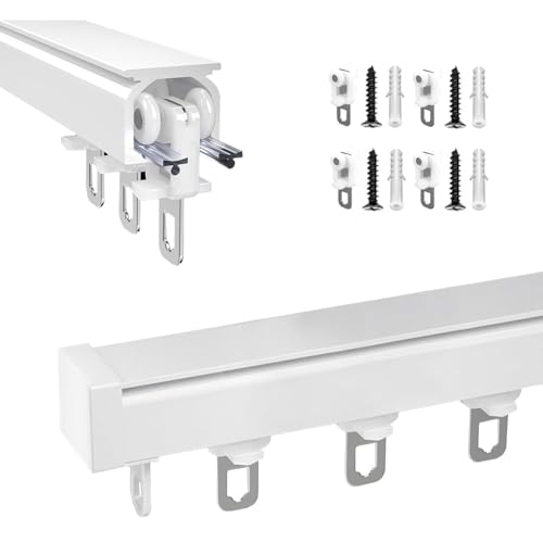 Raumteiler-Gardinenstange, Aluminiumlegierung, Deckenschiene für Vorhänge, einfache Installation, für Wohnmobil, Erkerfenster, Raumteiler (weiß, 260 cm) von BVDHASDBT