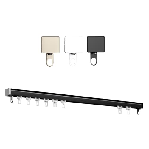 Schiebegardinschiene, Deckenwandhalterung, Vorhangschienensystem, Raumteiler, einfache Installation, für Wohnmobil, Erkerfenster, Raumteiler (schwarz, 250 cm) von BVDHASDBT