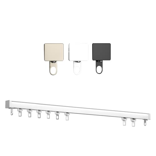 Schiebegardinschiene, Deckenwandhalterung, Vorhangschienensystem, Raumteiler, einfache Installation, für Wohnmobil, Erkerfenster, Raumteiler (weiß, 170 cm) von BVDHASDBT