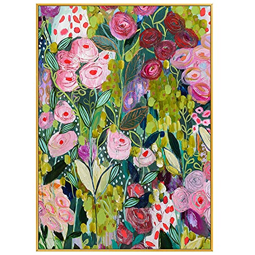 Handgemalte Leinwand Bilder,Abstrakte Moderne Bunte Blumen Kunstwerk Spachtel Strukturiertes Rechteck Große Rahmenlose Coole Gemälde Wandkunst Wohnkultur Für Wohnzimmer Esszimmer,80X120Cm (32X48 von BVFRA