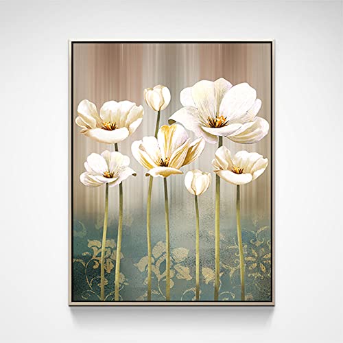 Handgemalte Leinwand Bilder,Leinwand Kunst Wand Blüte Blume Nordic Vertikales Wandbild Kunstwerk Spachtel Strukturierte Rahmenlose Coole Gemälde Große Größe Wohnkultur Für Schlafzimmer Wohnzim von BVFRA