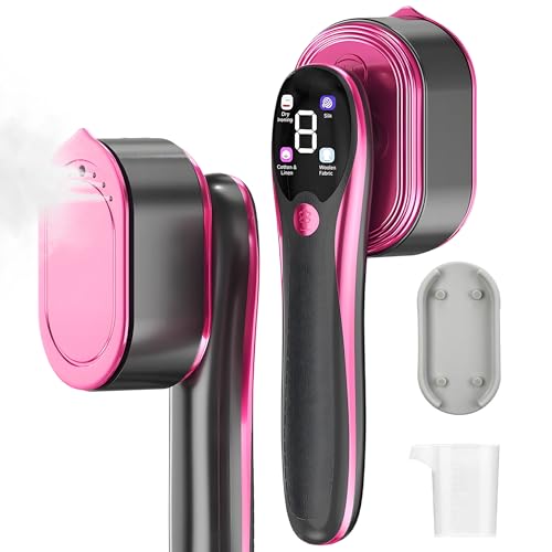 2 in 1 Kleiderdampfer Tragbarer Handdampfer für Kleidung, 90° Flip-Up Head Design, 1200W Garment Steamer mit 110ml Wassertank und 4 Funktionseinstellungen für Reisen und Zuhause (Schwarz-Lila) von BVI BOOMERVIVI