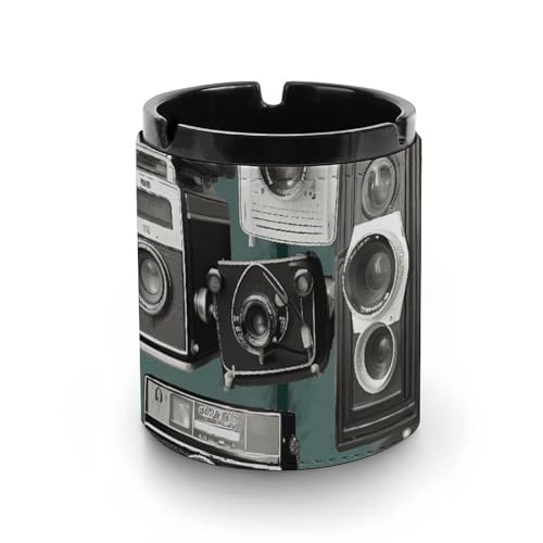 Aschenbecher aus Leder, Retro-Stil, coole Kamera-Kollektion, 1 bedruckter Auto-Aschenbecher, Schreibtisch-Aschenbecher für Zuhause, Büro, Dekoration Aschenbecher aus Leder, Retro-Stil, coole Kamera-Kollektion, 1 bedruckter Auto-Aschenbecher, Schreibtisch-Aschenbecher für Zuhause, Büro, Dekoration von BVKWNTSA