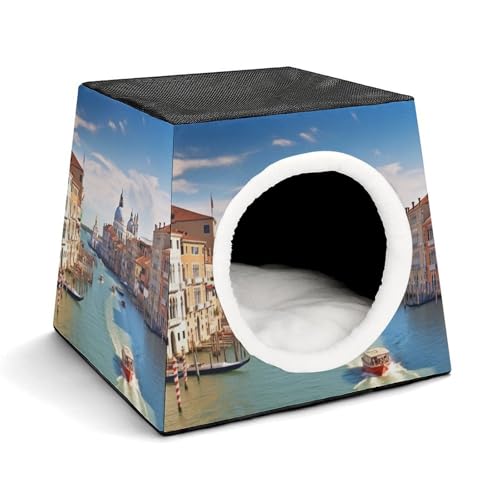 Leichte Reisebox Hundehütte Indoor & Outdoor Grand C in Italien Bedruckte Indoor Hundehütte mit waschbarem Plüschkissen Geeignet für Hunde & Katzen von BVKWNTSA