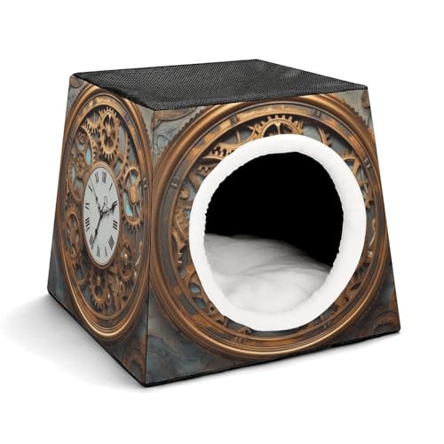 Leichte Reisebox Hundehütte Indoor & Outdoor Rostige Steampunk Uhr Bedruckte Indoor Hundehütte mit waschbarem Plüschkissen Geeignet für Hunde & Katzen Leichte Reisebox Hundehütte Indoor & Outdoor Rostige Steampunk Uhr Bedruckte Indoor Hundehütte mit waschbarem Plüschkissen Geeignet für Hunde & Katzen von BVKWNTSA
