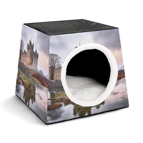 Leichte Reisebox Hundehütte Indoor & Outdoor Schloss nahe See Steine Bedruckte Indoor Hundehütte mit waschbarem Plüschkissen Geeignet für Hunde & Katzen Leichte Reisebox Hundehütte Indoor & Outdoor Schloss nahe See Steine Bedruckte Indoor Hundehütte mit waschbarem Plüschkissen Geeignet für Hunde & Katzen von BVKWNTSA
