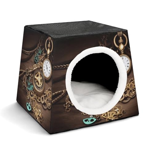 Leichte Reisebox Hundehütte Indoor & Outdoor Steampunk Uhren Bedruckte Indoor Hundehütte mit waschbarem Plüschkissen Geeignet für Hunde & Katzen Leichte Reisebox Hundehütte Indoor & Outdoor Steampunk Uhren Bedruckte Indoor Hundehütte mit waschbarem Plüschkissen Geeignet für Hunde & Katzen von BVKWNTSA