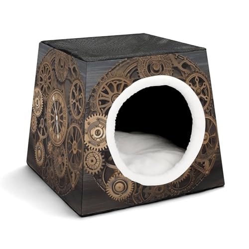 Leichte Reisebox Hundehütte Indoor & Outdoor Steampunk Zahnräder Uhr Bedruckte Indoor Hundehütte mit waschbarem Plüschkissen Geeignet für Hunde & Katzen Leichte Reisebox Hundehütte Indoor & Outdoor Steampunk Zahnräder Uhr Bedruckte Indoor Hundehütte mit waschbarem Plüschkissen Geeignet für Hunde & Katzen von BVKWNTSA
