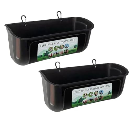 2 PCS Huhn Ziege Hängen Zaun Feeder Wasser Trog Schwarz ABS for Hirsch Ente Hund und Ferkel Gans Waterer Trog von BVMKNI