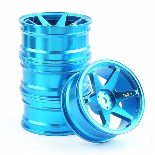 4 Stück 52 mm 1/10 RC On-Road Drift Racing Car Metallfelgen Radnaben TE37 for Tam-iya for Kyosho for HSP for HPI for Trxs for RedCat Ersatzteil (Blau) (Blau) von BVMKNI