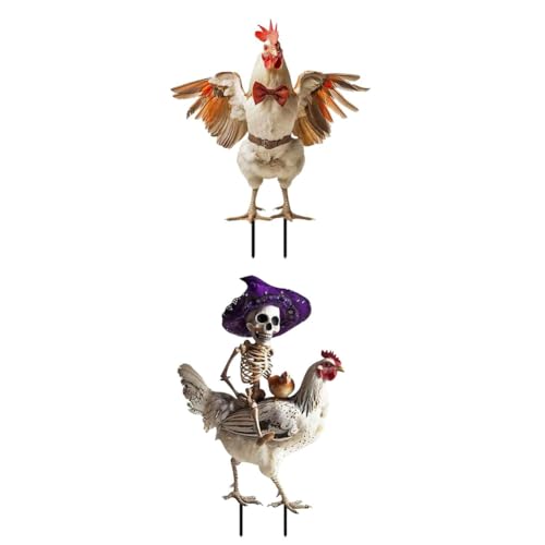 BVMKNI 2PCS Halloween Metall Hof Dekoration Skelett Reiten Hahn Metall Hof Zeichen Nachahmung Halloween Ornament von BVMKNI