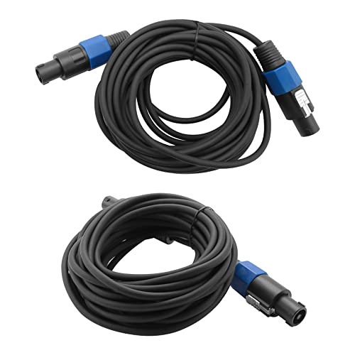 BVMKNI 2er-Pack 25 Fuß Speakon-auf-Speakon-Kabel, professionelles 12 Gauge AWG-Audiokabel, DJ-Lautsprecherkabel mit Drehverschluss, schwarz 427873 von BVMKNI