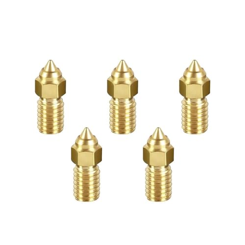 BVMKNI 5/10 Stück 0,4 mm Hochgeschwindigkeits-Messing-M6-Hotend-Extruderdüse for Ender 3 V3 SE for Ender 5 S1/für Ender 7 3D-Drucker (0,4 mm, 5 Stück) von BVMKNI
