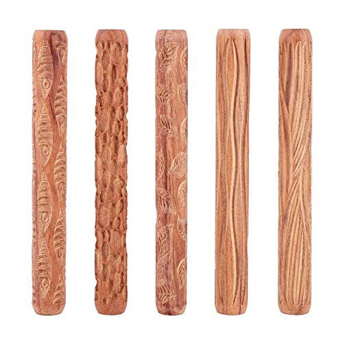 BVMKNI 5PCS Keramik Werkzeuge Holz Hand Rollen for Ton Ton Stempel Ton Muster Roller von BVMKNI