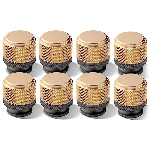 BVMKNI 8 Stück geriffelte Schrankknöpfe, Küchenschubladenknöpfe, Griffe, Badezimmerschranktürknöpfe, dekorative Zugknöpfe (Gold) Gold&Grau von BVMKNI