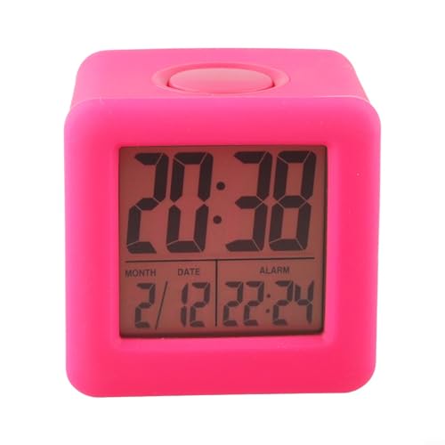 BVMKNI Digitaler LCD-Wecker mit intelligentem Licht, quadratische, Moderne Uhr mit Silikonschutz und Schlummerfunktion, Datums- und Uhrzeitanzeige 12/24 Stunden for Studenten (rot)(Red) von BVMKNI