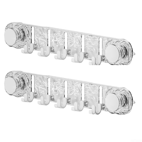 BVMKNI Duschhaken mit 10 Haken, gewellter Wandhaken, spart Platz im Badezimmer, Handtuchhalter for die Wand mit kostenlosem Loch, Saugnapfhaken (Mix)(Transparent White) von BVMKNI