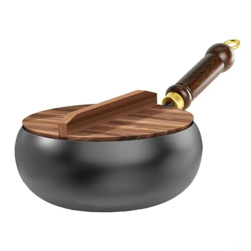 BVMKNI Handgeschmiedeter Eisenwok, Tiefe Bauchpfanne, unbeschichtete Bratpfanne aus Metall, for Kochen auf dem Herd in der Küche zu Hause, 26,5 x 13,5 cm (B)(B) von BVMKNI