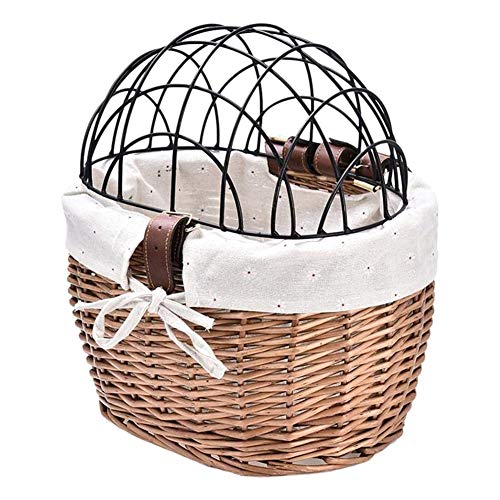 BVMKNI Katze Hund Fahrrad Vorne Lenker Korb Haustiere Sitz Handwoven Wicker Rennrad Korb Haustier Katze von BVMKNI