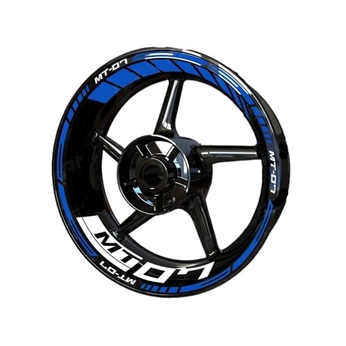 BVMKNI Radaufkleber for Ya&maha for MT-07 for MT07 Reflektierender Motorrad-Radaufkleber Nabenaufkleber Felgenstreifenbandaufkleber (Gelb) (Blau Weiß) von BVMKNI