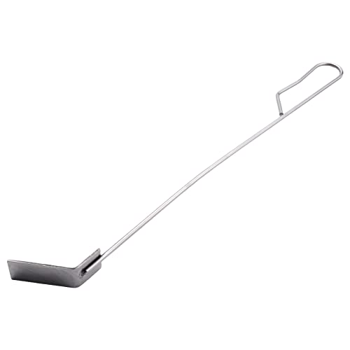Edelstahl-Holzkohle-Asche-Rechen, BBQ-Asche-Werkzeug, Rechen-Schürhaken for Holzkohle-Raucher, Holzofen, Silber von BVMKNI