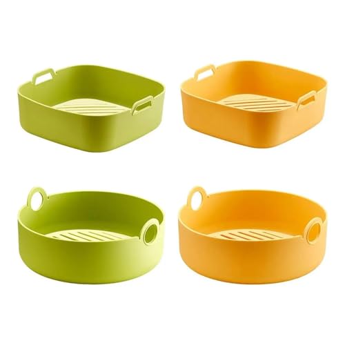 Fritteuse Silikoneinlagen wiederverwendbar lebensmittelecht Silikonfritteuse Korb Antihaft-Backblech Backofenzubehör (Yellow square) von BVMKNI