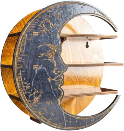 Holzregal in Form zum Aufhängen an der Wand, Kristall-Display-Ständer für Hexen-Geschenk, für Sammlung von ätherischen Steinölen, tiefe Raumdekoration von BVMKNI