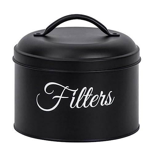 Kaffeefilterhalter-Korb, Kaffeefilter-Aufbewahrung mit Deckel, runder Kaffeefilterbehälter for die Theke, weiß(Black) von BVMKNI