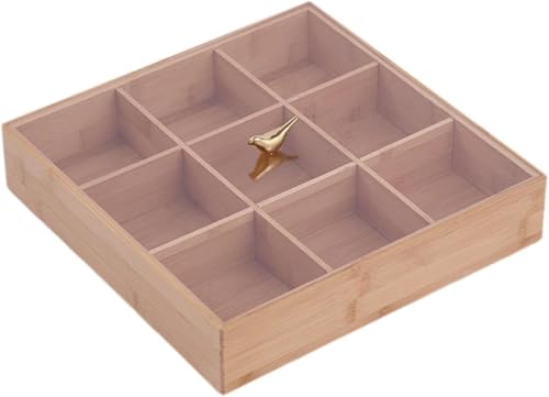 Multifunktionales Serviertablett aus Holz mit Deckel 6 Gitter(9 grids) von BVMKNI