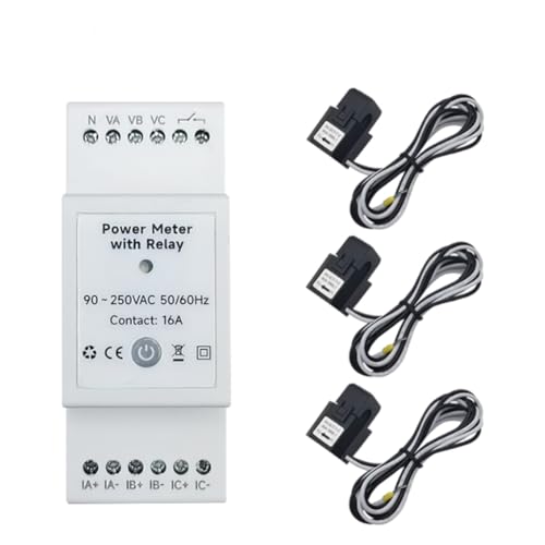 Tuya Smart WiFi 3-Phasen-Energiemonitor mit 80A Clamp CT Bidirektionale App-Überwachung des Stromverbrauchs und der Stromstatistik von BVMKNI
