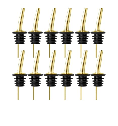 Weinflaschengießer Flaschenausgießer Alkoholflaschen Korken für Flaschen mit konischem Auslauf Barzubehör Set 12 St. (GoldB Set of 12) von BVMKNI