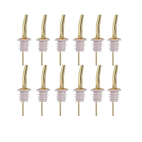 Weinflaschengießer Flaschenausgießer Alkoholflaschen Korken für Flaschen mit konischem Auslauf Barzubehör Set 12 Stück(Gold set of 12) von BVMKNI