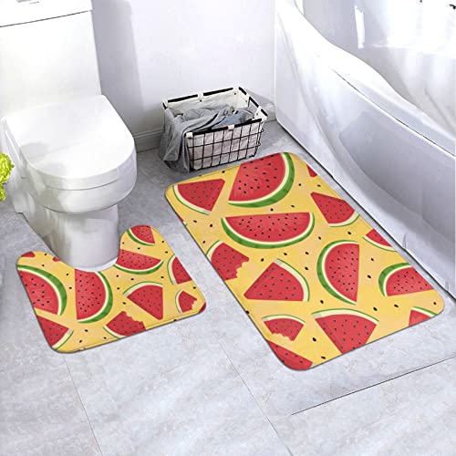 BVMPRS Badezimmerteppich, waschbar, rutschfest, U-Form, 2-teilig, Gelb und Wassermelonen von BVMPRS