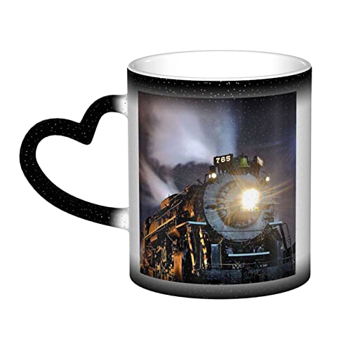 BVMPRS Dampflok Tasse mit herzförmigem Griff, Keramik, wärmeempfindliche Farbwechsel-Tasse – perfekt für Tee, Kaffee und mehr von BVMPRS
