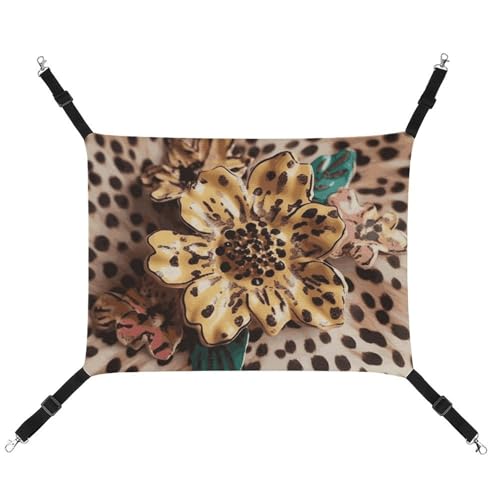 BVNMT Haustierhängematte aus Segeltuch mit Leopardenmuster, atmungsaktiv und faltbar, für Katzen, Hunde und kleine Haustiere, ideal für Zuhause, Reisen und Haustierkrankenhaus – 42 x 33 x 20 cm von BVNMT