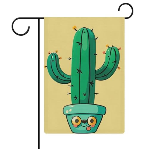Saisonale Gartenflagge (47 x 32 cm), doppelseitig, Kakteen, bedruckt, vier Jahreszeiten, Outdoor-Hofdekoration, Bauernhaus, Urlaub, Gartendekoration von BVNMT