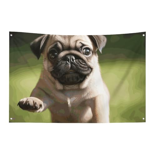Saisonale Gartenflaggen Frühlingshausdekoration Mops Welpen doppelseitige Hofflaggen für Outdoor Festival Dekoration Saisonale Gartenflaggen Frühlingshausdekoration Mops Welpen doppelseitige Hofflaggen für Outdoor Festival Dekoration von BVNMT