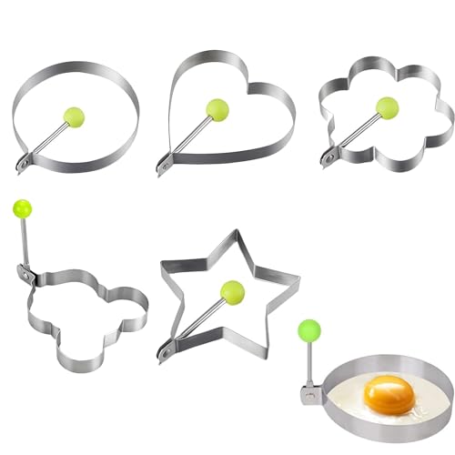 5-teiliges Pfannen-Omelettform-Set, 5 verschiedene Formen Edelstahl Omelettform mit Griff Eierring Omelettform mit Griff Omelettform Omelettform Runde Omelettform geeignet für Omelettpfannkuchen usw. von BVSRCP