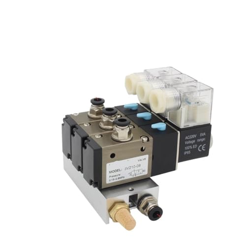 1 STÜCKE 3V310-10-NC normalerweise geschlossener Magnetventilblock mit Schalldämpferzubehör Basisverteiler DC12v 24v AC110v 220v 3 Anschlüsse(DC24V 10mm fittings,3 Stations) von BVTUCMDY